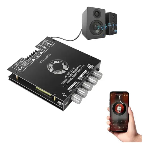 Amplificador de Audio Bluetooth de 50 W con Adaptador de Corriente Color Negro | Grado B