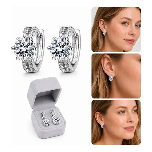 Pendientes de Doble Anillo Color Plateado | Grado B