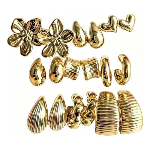 Arracadas Martilladas para Mujer Color Dorado | Grado B
