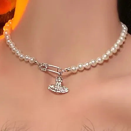 Collar Saturno Brillante de Nácar Degradado | Grado B