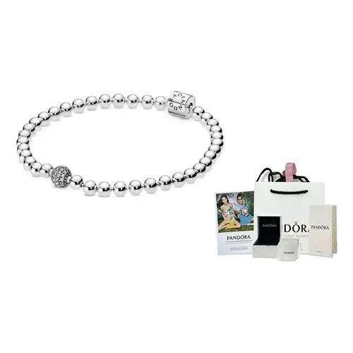 Brazalete de Cuentas con Pavé Color Plateado