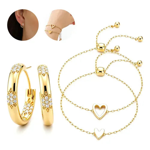 Pendientes CZ para Mujer Niñas Aretes Oro 14K con Zirconias Dorado | Grado B