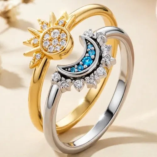 Anillo Triple Banda Cruzado con Carriles Color Dorado