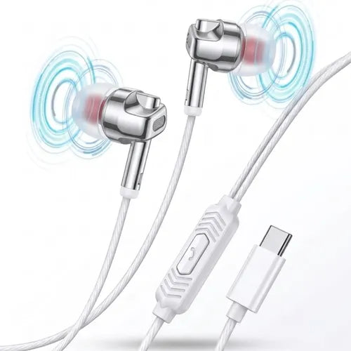 Audífonos Alámbricos 3.5 mm In-Ear con Micrófono Color Blanco | Grado B