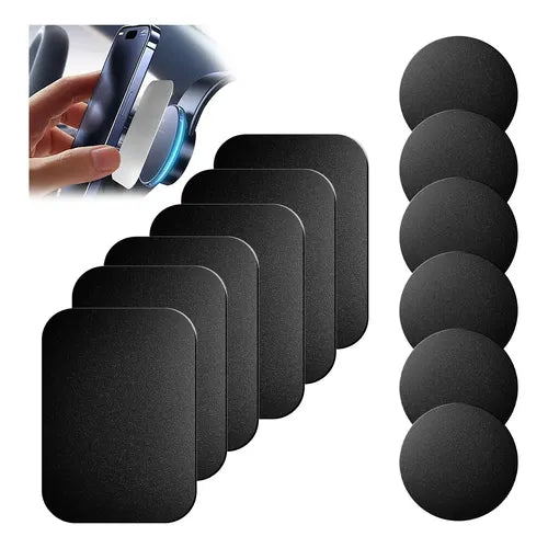 6 Placas Metálicas para Soporte Magnético de Teléfono Color Negro | Grado B