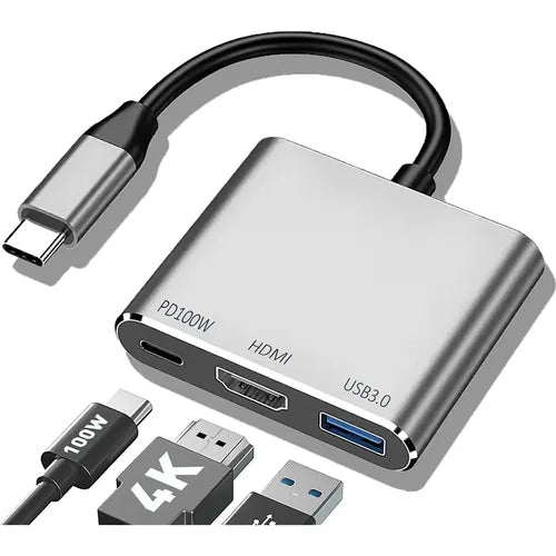 Adaptador 4 en 1 USB C a HDMI y VGA 4K con Carga PD de 100W para MacBook | Grado B