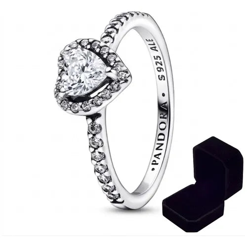 Anillo Corazón con Doble Banda Color Plateado