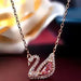 Collar de Cisne Pequeño con Cristales Color Dorado Rosa | Grado B