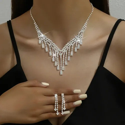 Juego de Collar y Pulsera de Moda para Mujer Color Plateado | Grado B