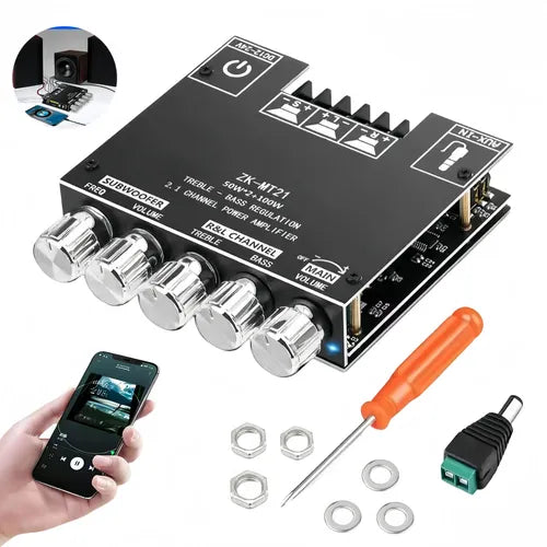 Amplificador de Audio Bluetooth de 50 W con Adaptador de Corriente Color Negro | Grado B