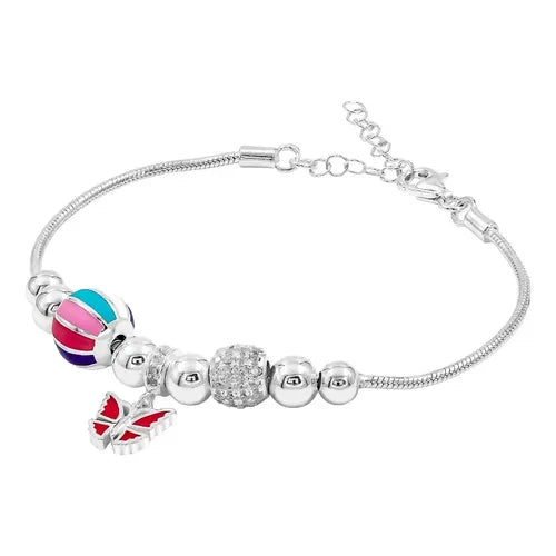 Pulsera de Cadena con Dije de Mariposa Color Plateado | Grado B