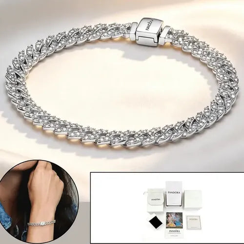 Brazalete de Cuentas con Pavé Color Plateado