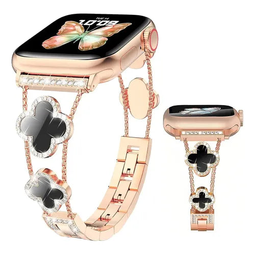 Correa de Metal con Cristales Compatible con Apple Watch 38/40/42/46/49 mm