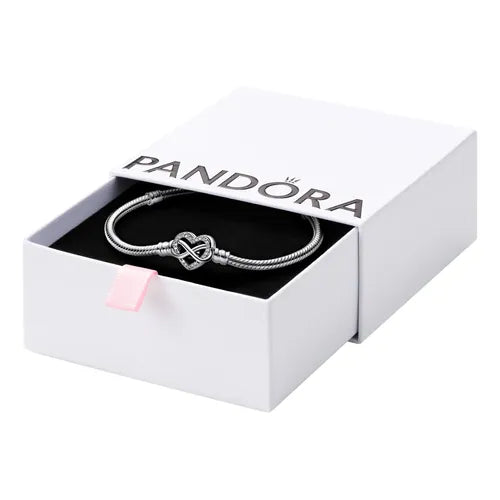 MOMENTS SPARKLING HEART CLASP SNAKE CHAIN BRACELET