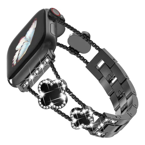 Correa de Metal con Cristales Compatible con Apple Watch 38/40/42/46/49 mm