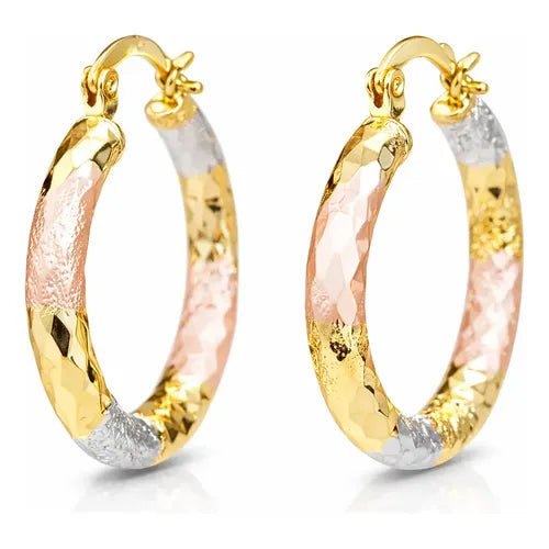 Aretes de Aro con Piedras Elegantes Color Dorado | Grado B
