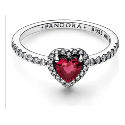 Anillo Corazón Elevado Rojo con Kit de Regalo Color Plateado