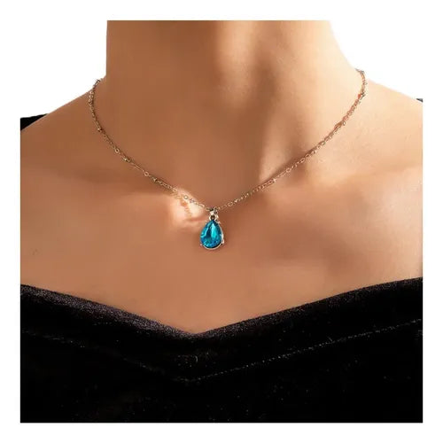 Collar de Cristal Azul con Estuche de Regalo | Grado B