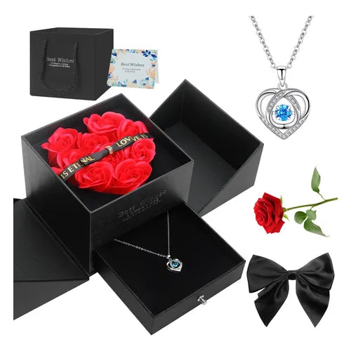 Collar con Dijes de Dos Corazones Regalo para Mujer | Grado B