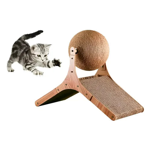 ACCESORIO DE BOLA RASCADORA ONDULADA PARA GATOS, SISAL DORADO