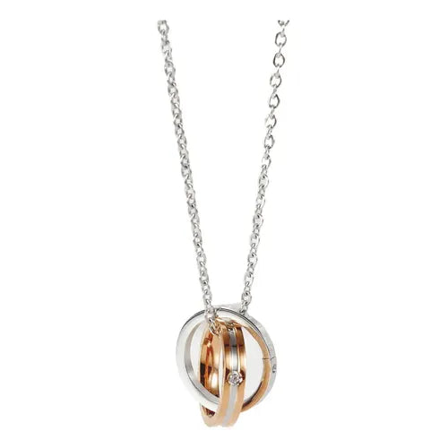 Collar con Dijes de Doble Anillo Color Dorado | Grado B