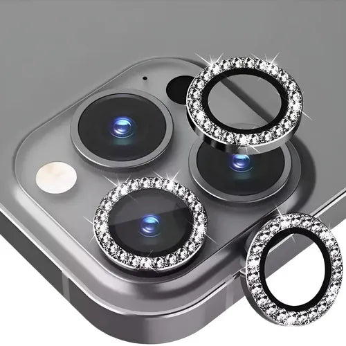 Mica Lente Cámara Glitter Diamantes para iPhone Individual | Grado B