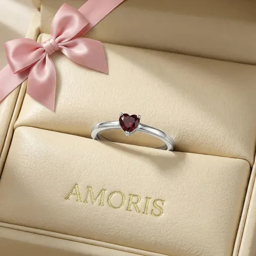 Anillo Rosa con Cristal Elegancia y Romance Color Plateado | Grado B