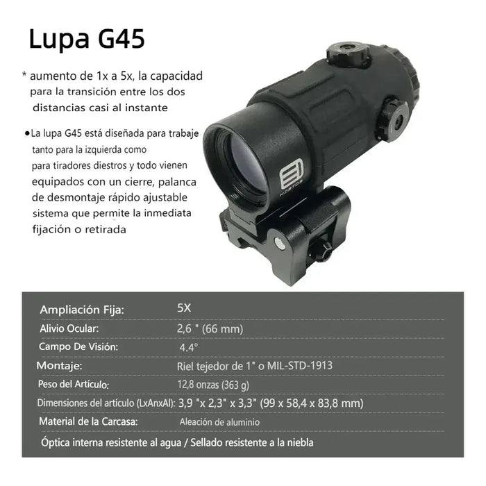 MIRA TÁCTICA HOLOGRÁFICA HÍ­BRIDA EOTECH 558 CON LUPA G45 GRADO B