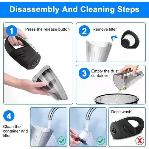 BLUEMOS ASPIRADORA INALÁMBRICA 240W PORTÁTIL PARA AUTO Y HOGAR INCLUYE FILTRO HEPA LAVABLE