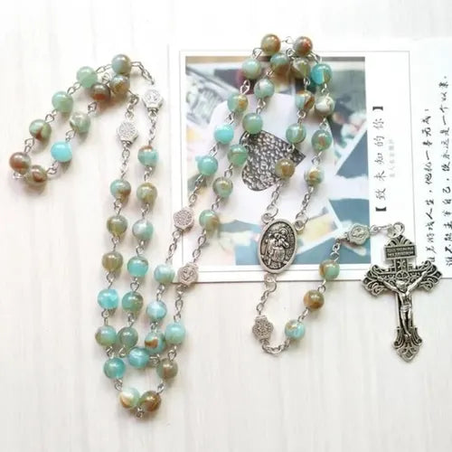 CATHOLIC ROSARY BEADS NECKLACE PRAYER CRUCIFIX