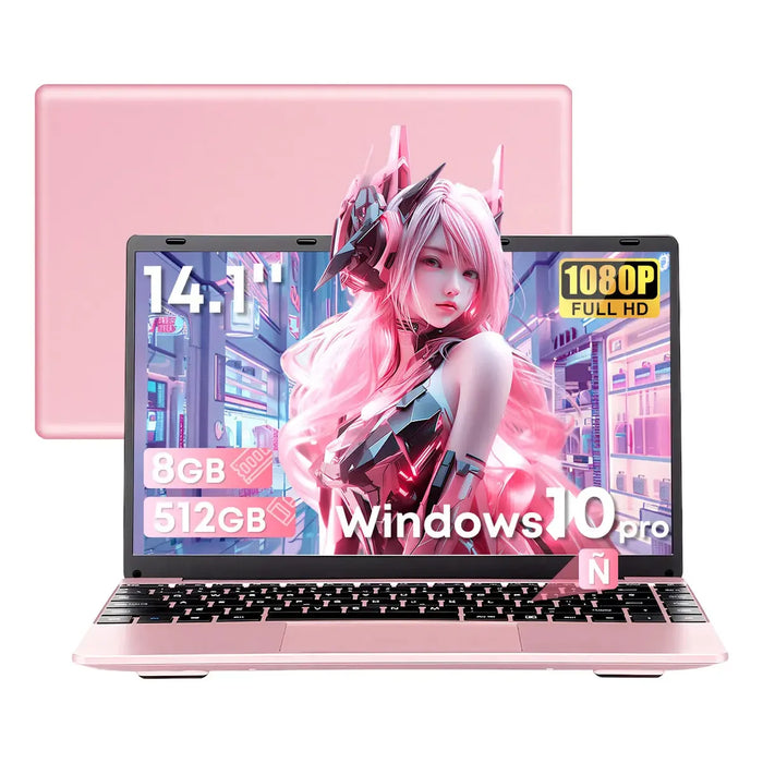 Laptop Portátil Kinwodon Intel Celeron N3060 4Gb Ram + 512Gb Ssd Windows 10 Pro | 14.1'' Fhd 1920*1080 + 8000Mah Batería Oro Rosa Grado B (Va Lento Y El Puntero Se Mueve Solo
