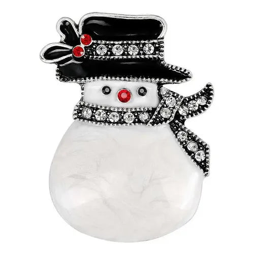 Broche Pin Navideño de Muñeco de Nieve con Cristales Multicolor | Grado B