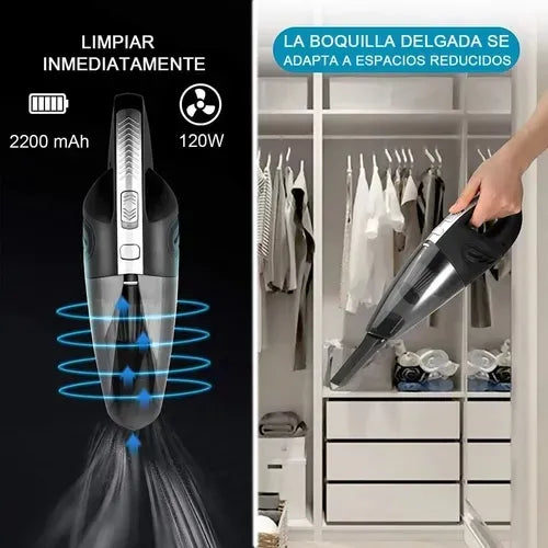 BLUEMOS ASPIRADORA INALÁMBRICA 240W PORTÁTIL PARA AUTO Y HOGAR INCLUYE FILTRO HEPA LAVABLE