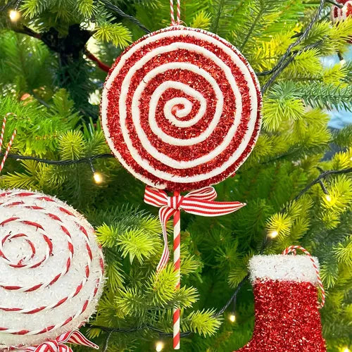 12 Colgantes de Caramelo para Árbol de Navidad Color Rojo | Grado B