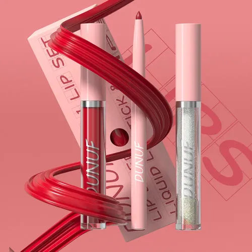 DUNUF: BRILLO LABIAL + DELINEADOR DE LABIOS + ACEITE LABIAL. 1