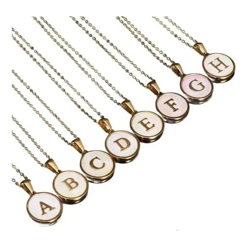 COLLAR DIJE LETRAS INICIALES ACERO INOXIDABLE DORADAS MUJER 3