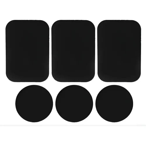 6 Placas Metálicas para Soporte Magnético de Teléfono Color Negro | Grado B