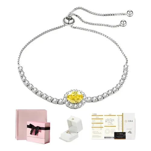 Pulsera con Cristal Amarillo Elegante Color Plateado | Grado B