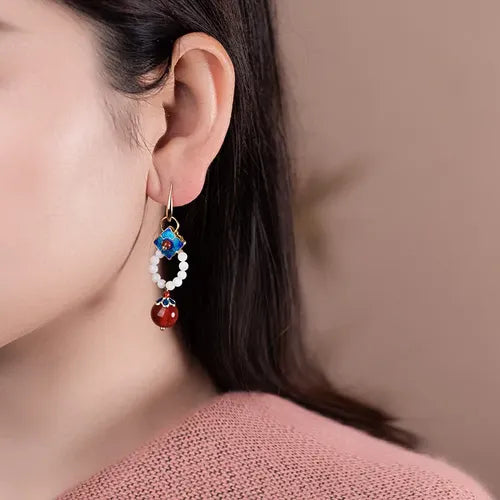 Aretes de Mujer,estilo Chino Retro, Esmaltados | Grado B