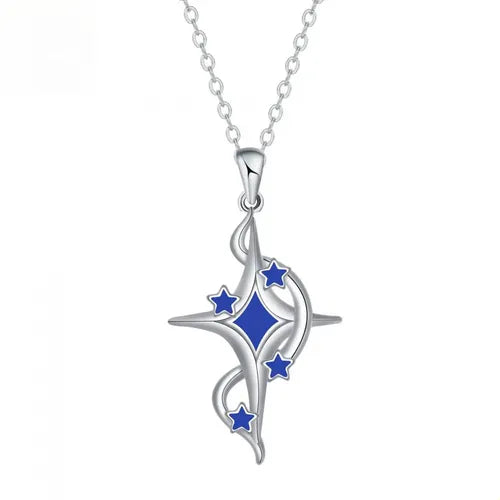 COLLAR DE MUJER CON DIJE DE ESTRELLA ACERO CHAPADO PLATA 925 PLATEADO