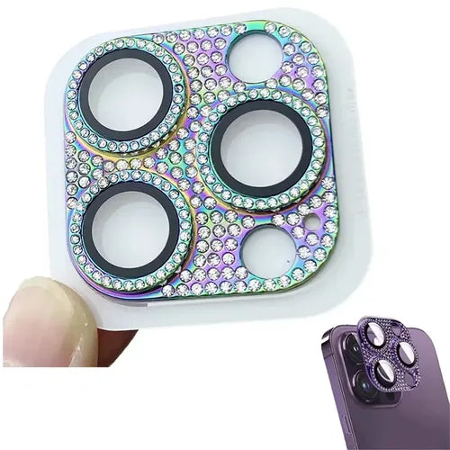 MICA PROTECTORA LENTE CÁMARA PARA IPHONE DIAMANTES COLORES 1