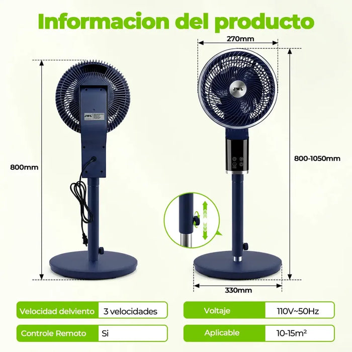 Ventilador De Piso Jwj 3 Velocidades 66.04 Cm 50hz Azul Policarbonato 3 GRADO B