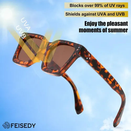 FEISEDY GAFAS DE SOL B0117 BROWN DEGRADED TEA CRYSTAL UV400 NO LEOPARD ACETATE FIBER LIGHT BROWN