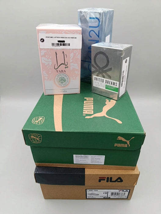 LOTE DE CALZADO & PERFUMERÍA (5 PIEZAS)  |  GRADO B.2