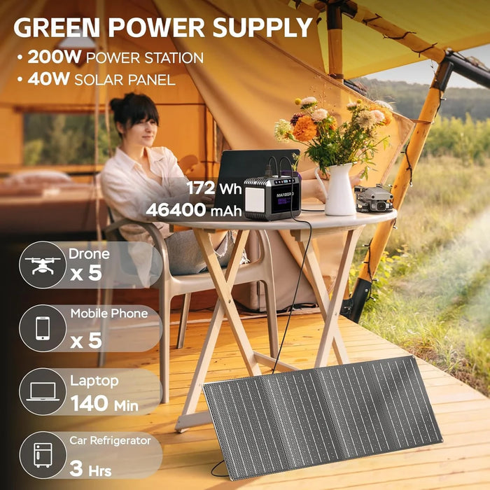 Portable Solar Generator MARBERO 172Wh with 40W Solar Panel GRADO B