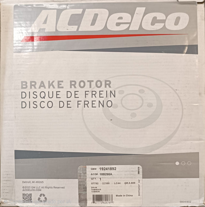 ACDelco Advantage 18B298A - Tambor de freno trasero  GRADO B