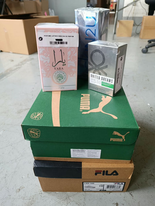 LOTE DE CALZADO & PERFUMERÍA (5 PIEZAS)  |  GRADO B.2