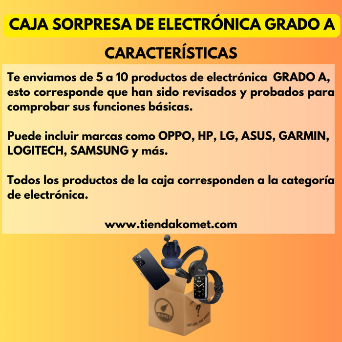 CAJA MISTERIOSA ESPECIAL ELECTRÓNICA GRADO A (5-10 productos) - TiendaKomet México