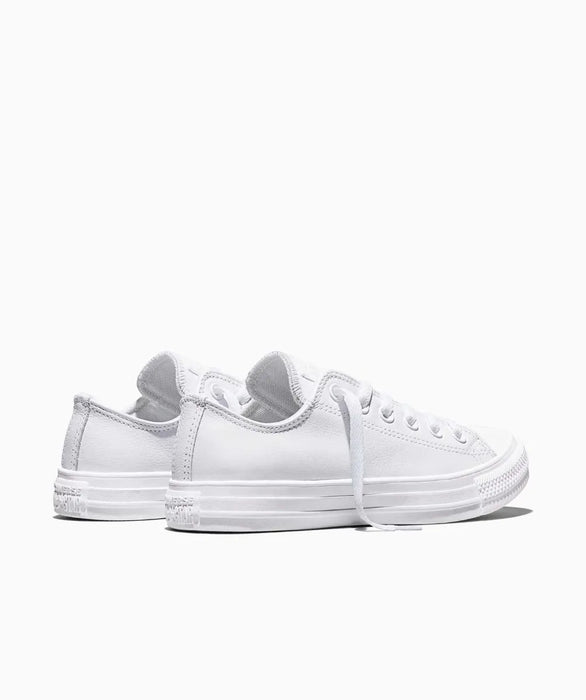 Tenis Converse Chuck Taylor All Star Blancos Monocromaticos en Choclo de Piel Unisex 24 Mx GRADO A