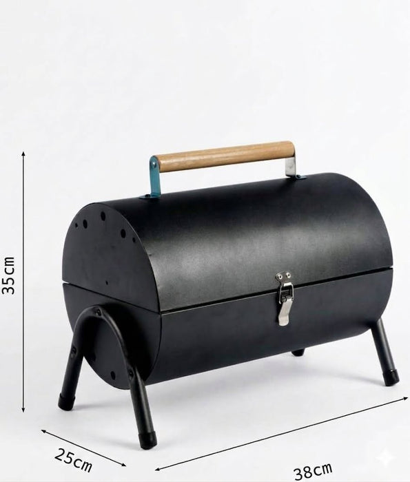 PARRILLA ASADOR DE CARBÓN PLEGABLE CÓMODO PUEDE ASAR O FREÍ­R NEGRO GRADO B